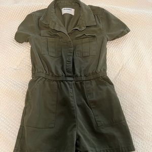 Olive Green Girls Romper